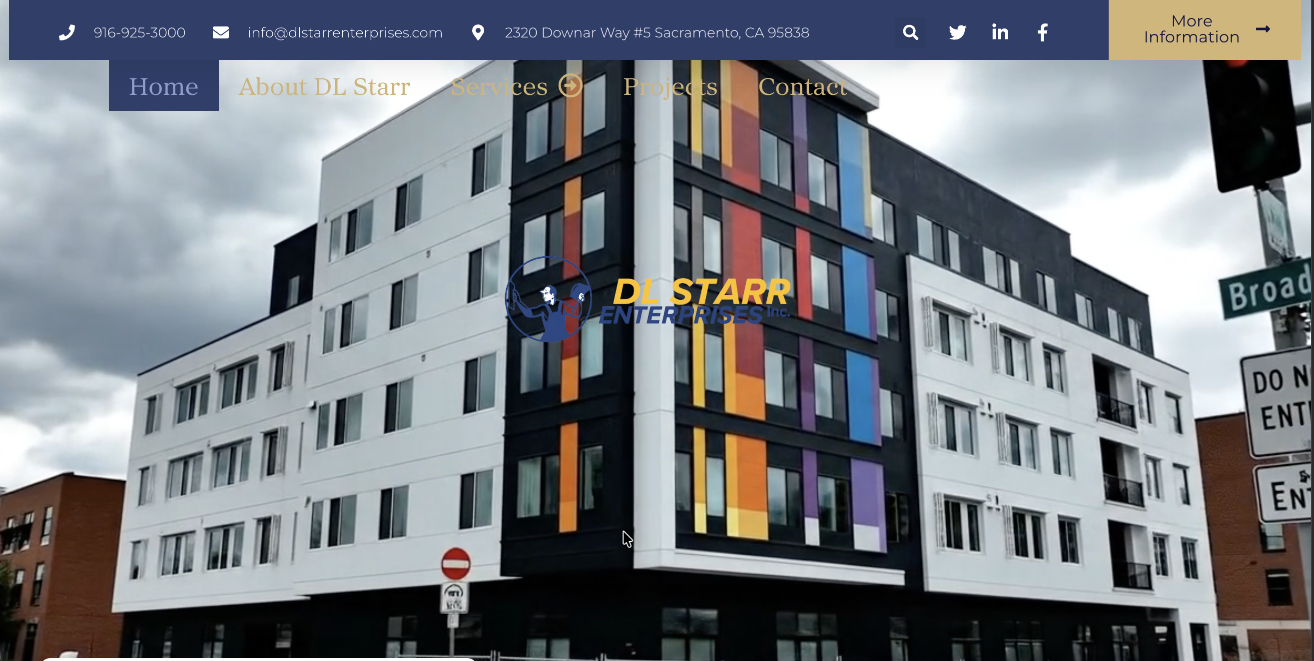 Homepage screenshot of DL Starr Enterprises, a lath and plaster contractor website in Sacramento, CA