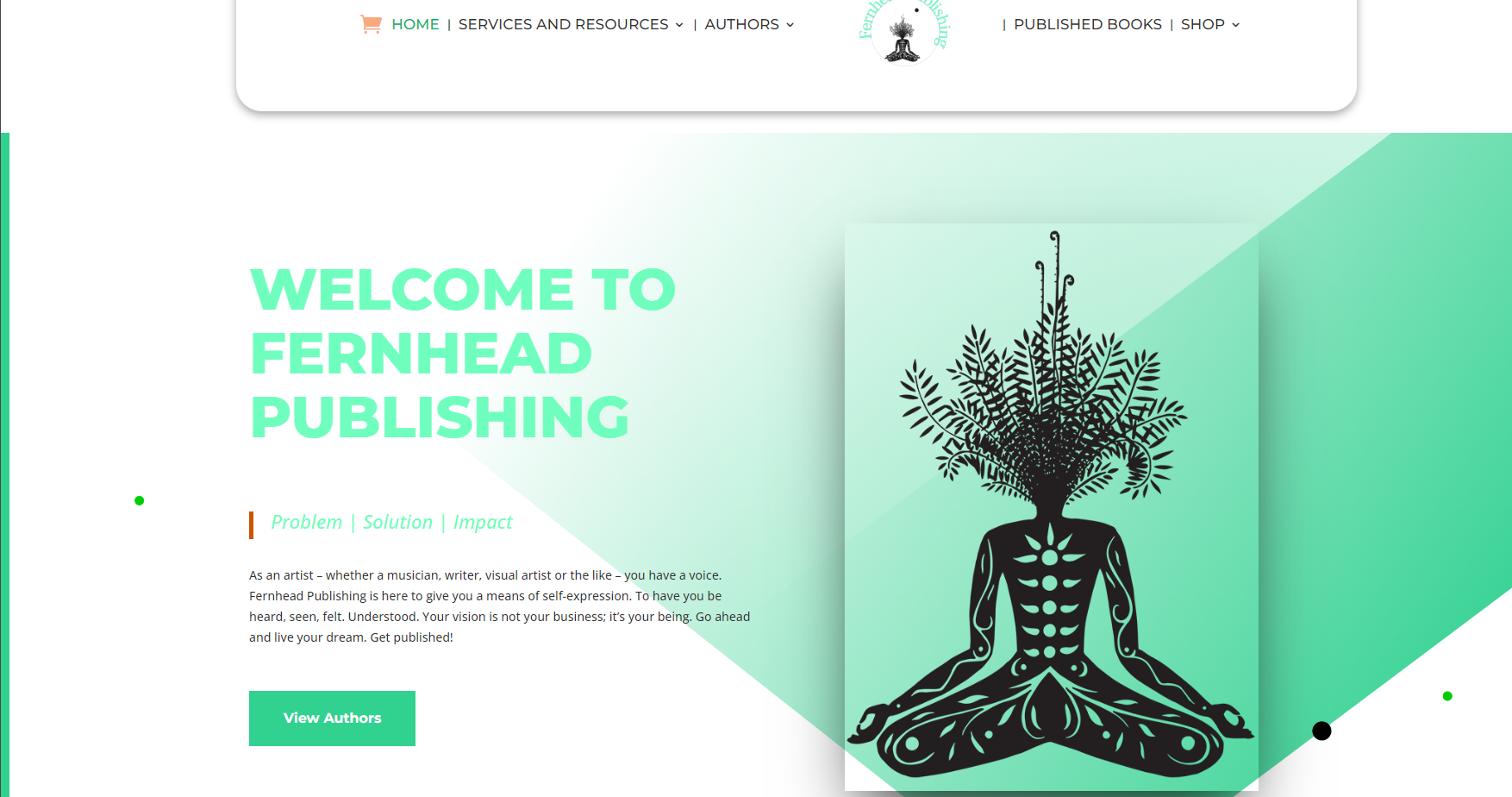 Homepage screenshot of Fernhead Publishing, an author and book publishing services website