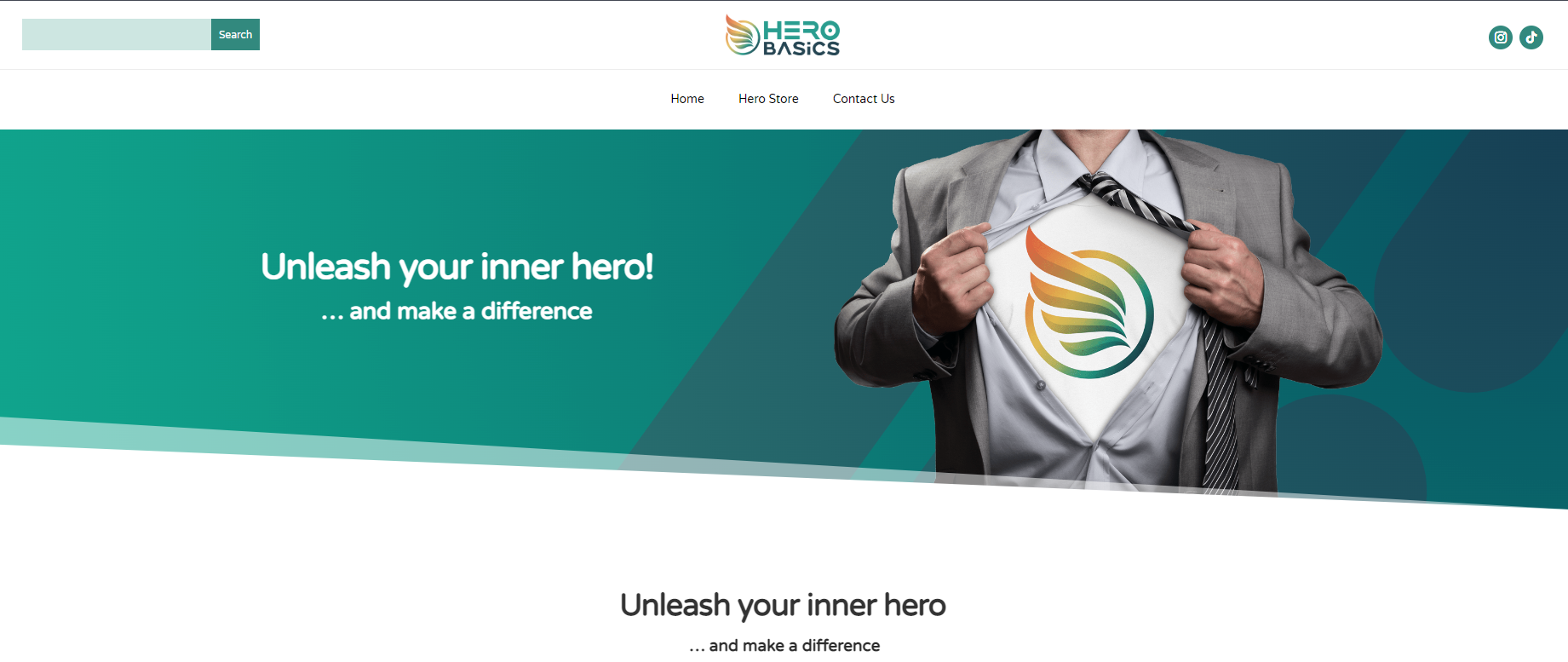Homepage screenshot of Hero Basics, a kindness-focused social mission brand website